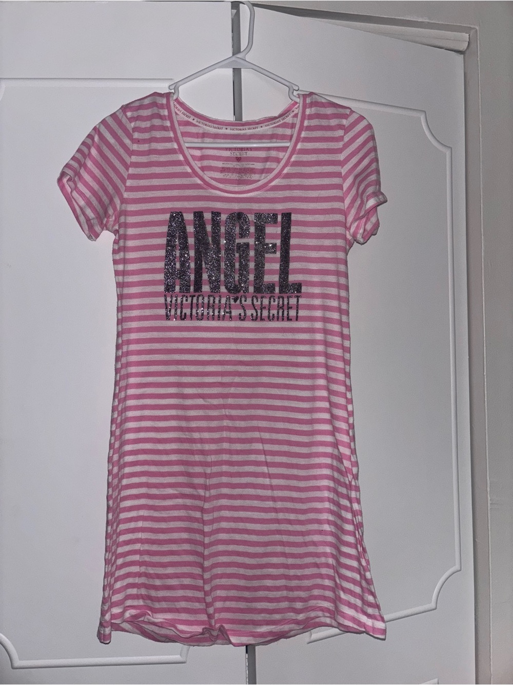 Victoria's Secret Pink & White Striped 'ANGEL' Nightshirt